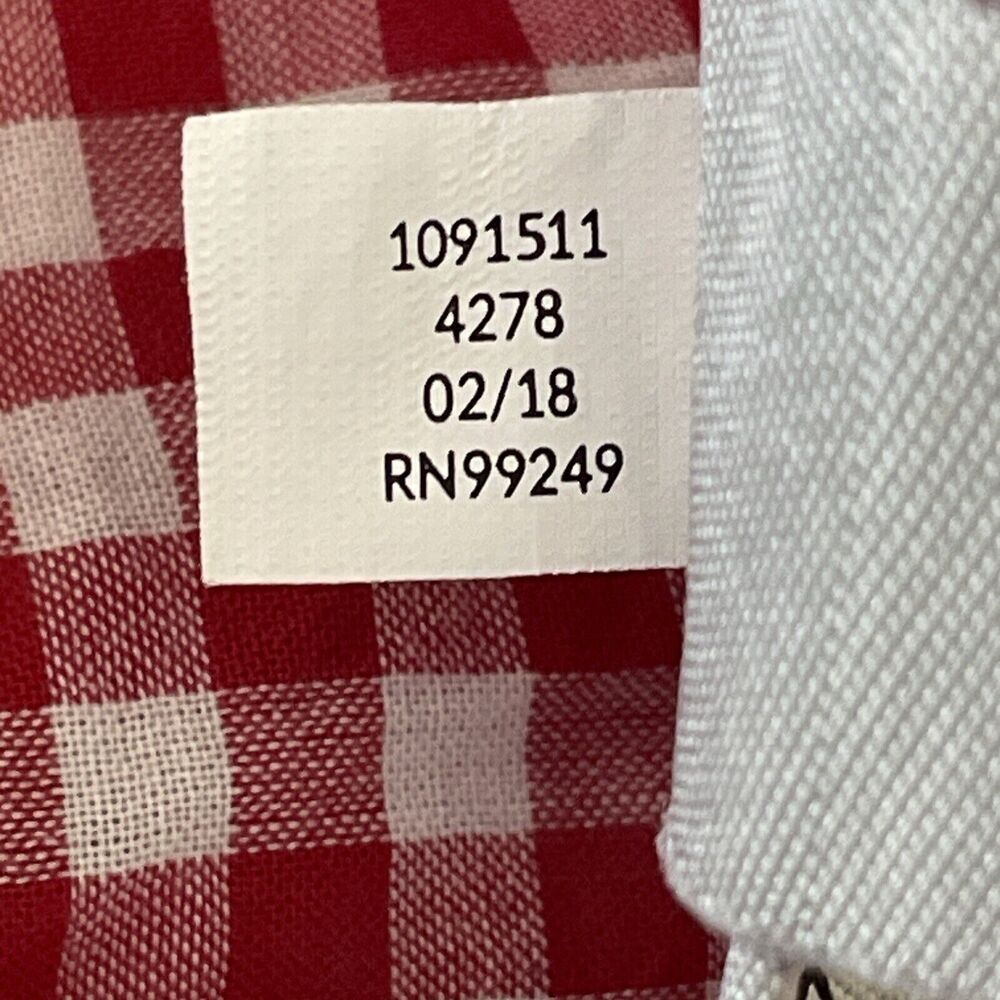 Catherines Plus Size Top Blouse Button Down 3X Red White Gingham Tabbed Sleeves - Picture 12 of 12